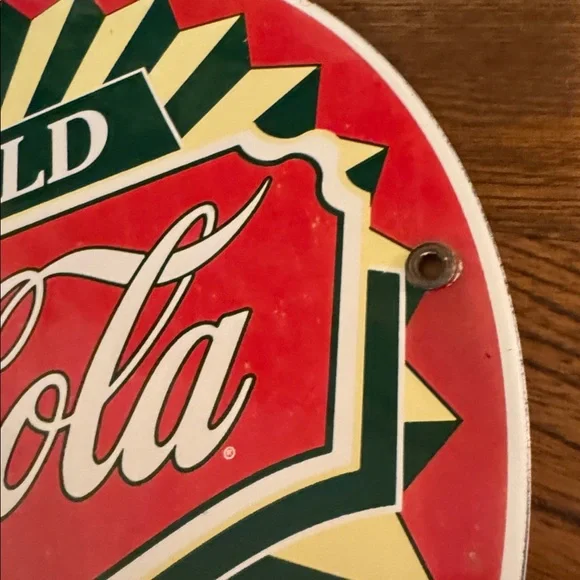 Vintage Ice Cold Coca-Cola Sold Here Porcelain Enamel Advertising Retro Sign - Picture 4 of 7